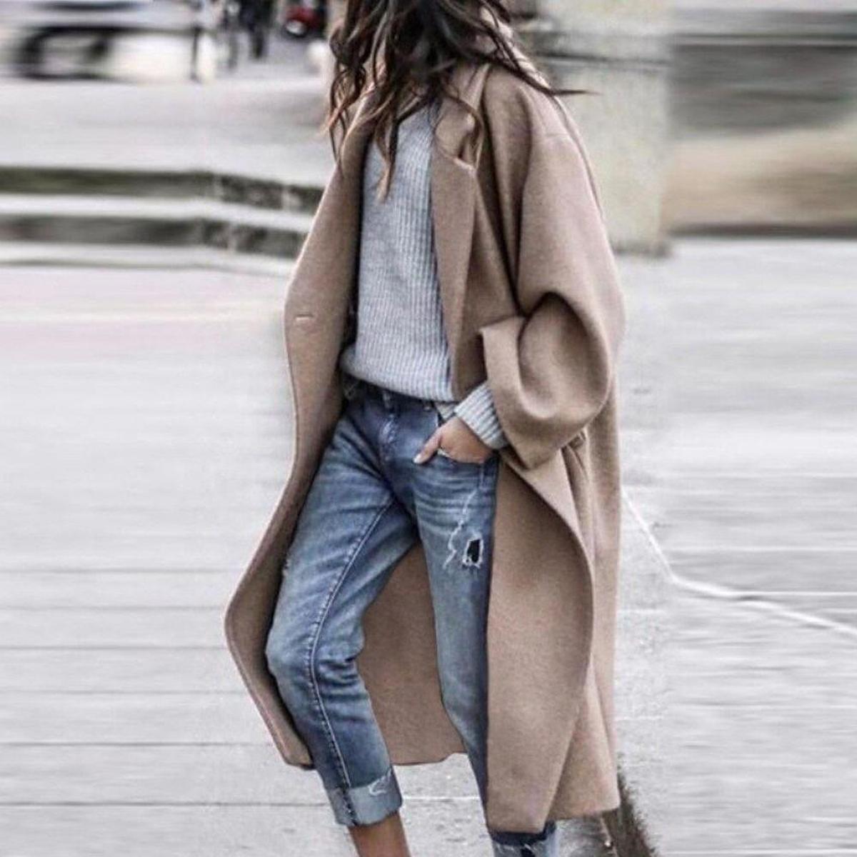 Oversized Winterjas In Middernachtblauw, Aardse Khaki En Tijdloos Grijs
