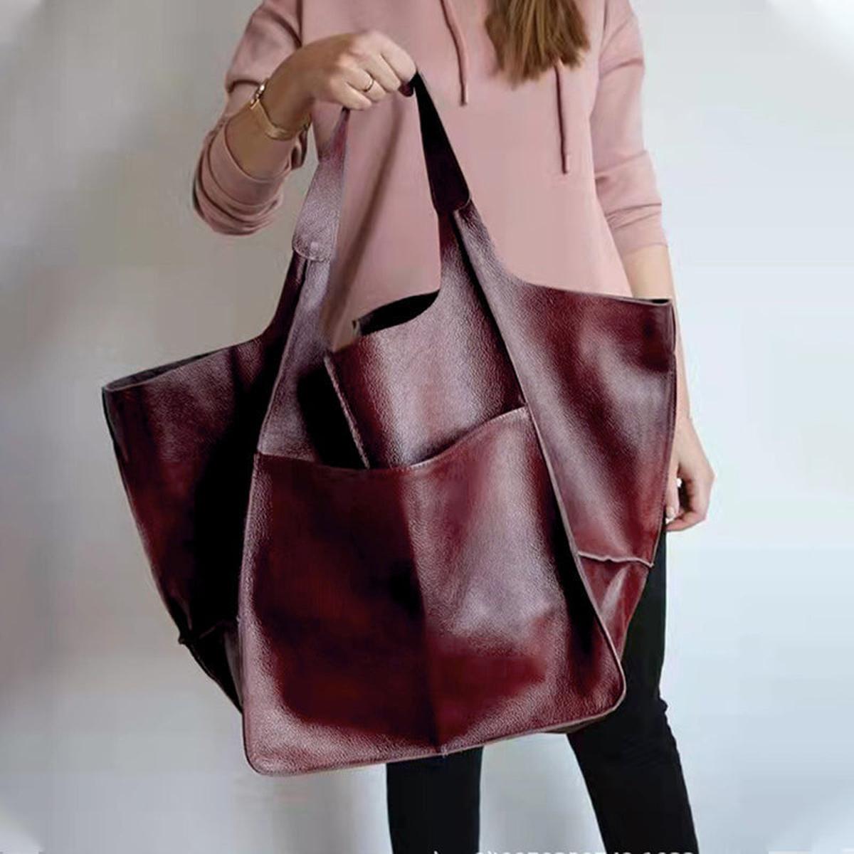 PU Leren Schoudertas / Shopper Dames - Oversized Vintage Look