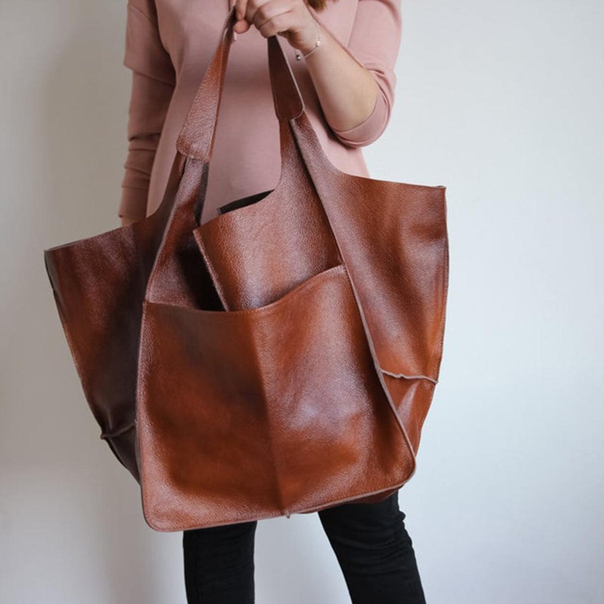 PU Leren Schoudertas / Shopper Dames - Oversized Vintage Look