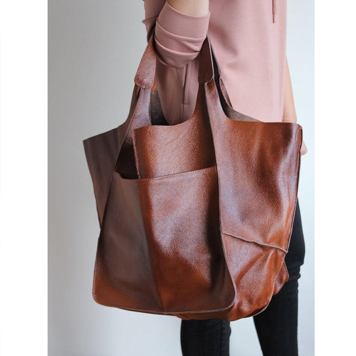PU Leren Schoudertas / Shopper Dames - Oversized Vintage Look
