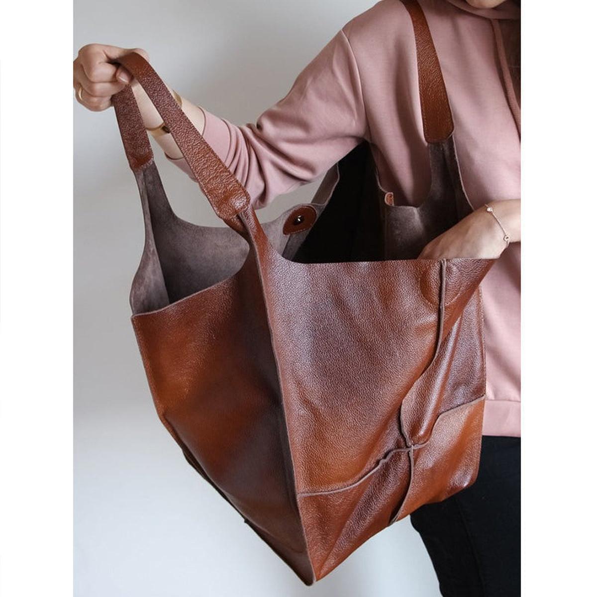 PU Leren Schoudertas / Shopper Dames - Oversized Vintage Look