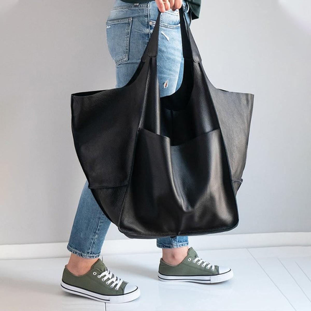 PU Leren Schoudertas / Shopper Dames - Oversized Vintage Look