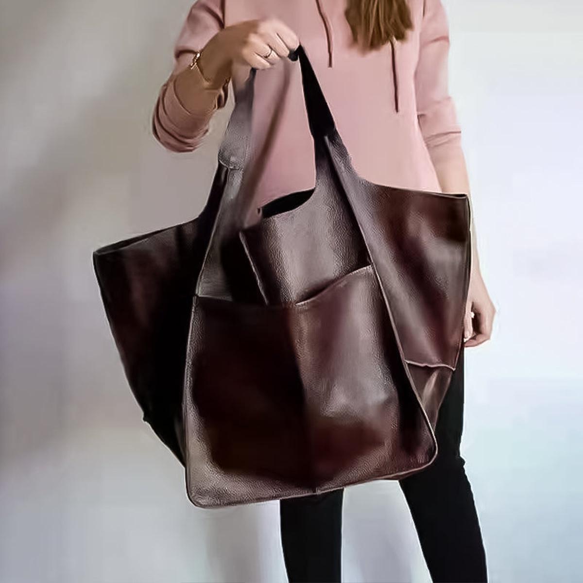 PU Leren Schoudertas / Shopper Dames - Oversized Vintage Look