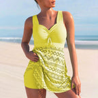 Padded Tankini Set Met Shorts Voor Comfortabele Strandmode
