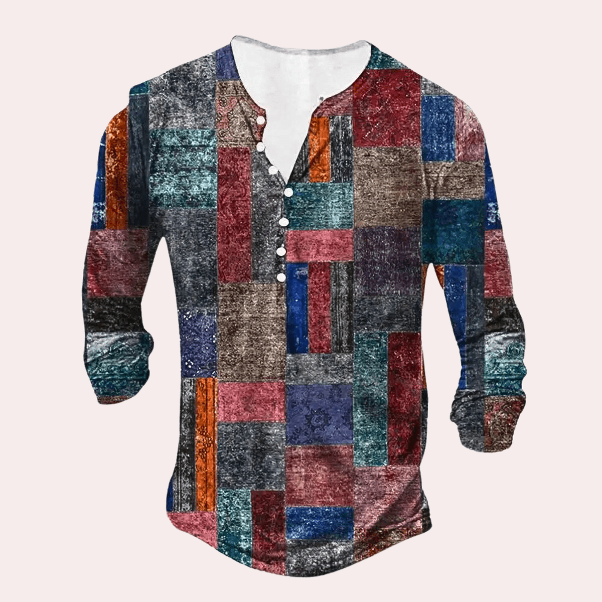 Patchwork Katoenblend Trui Voor Mannen