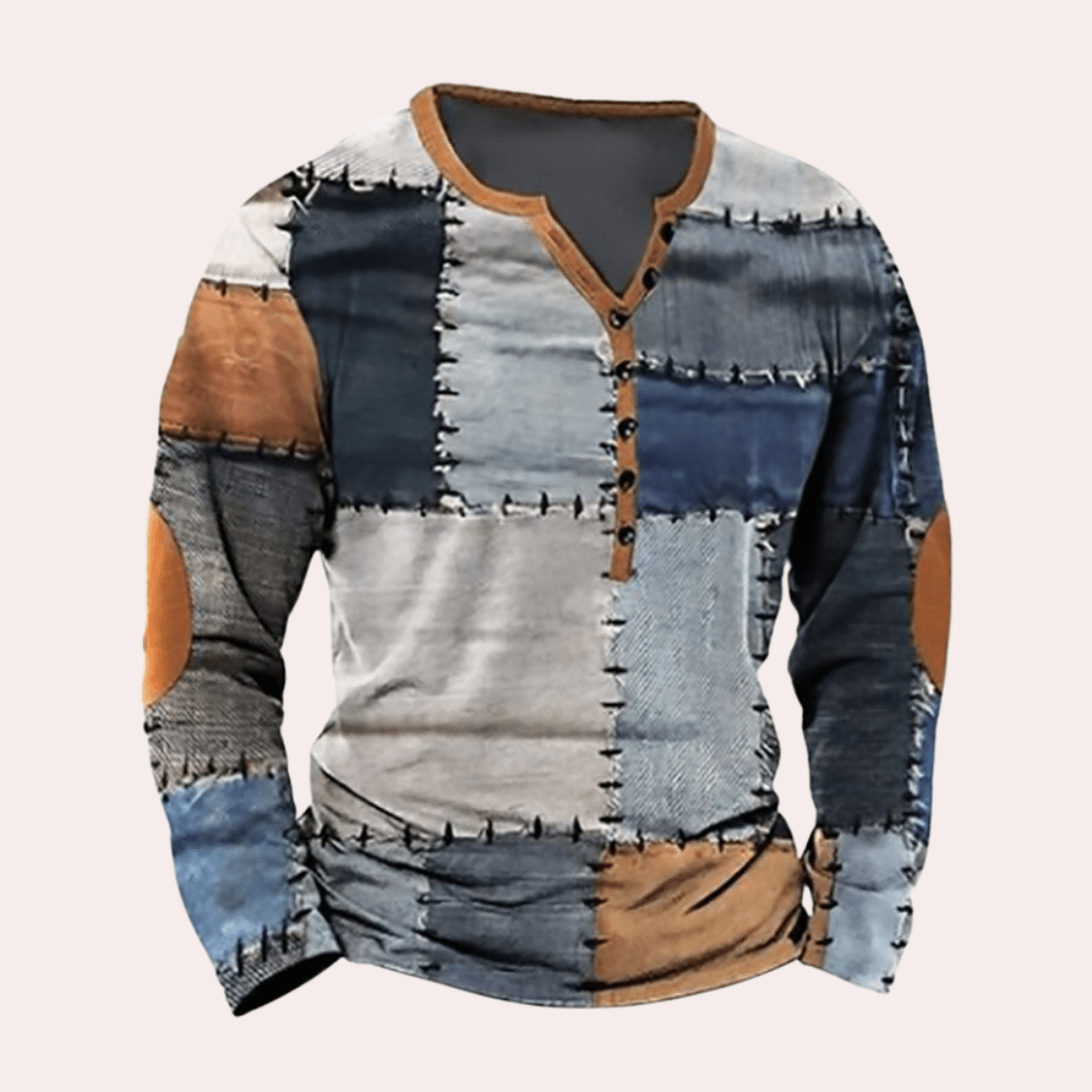 Patchwork Katoenblend Trui Voor Mannen