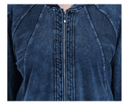 Plus Size Denim Hoodie Trui met Rits Sluiting