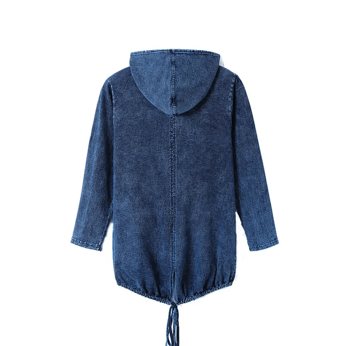 Plus Size Denim Hoodie Trui met Rits Sluiting