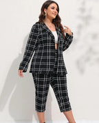 Plus Size Geruite Pakset met Op Maat Gemaakte Pasvorm