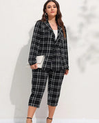 Plus Size Geruite Pakset met Op Maat Gemaakte Pasvorm