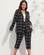 Plus Size Geruite Pakset met Op Maat Gemaakte Pasvorm