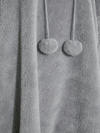 Plus Size Oversized Teddy Hoodie Jurk met Zakken