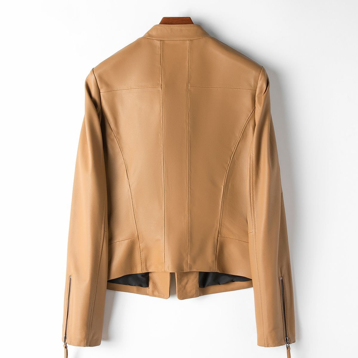 Premium Leren Lange Mouwen Getailleerde Jas Dames