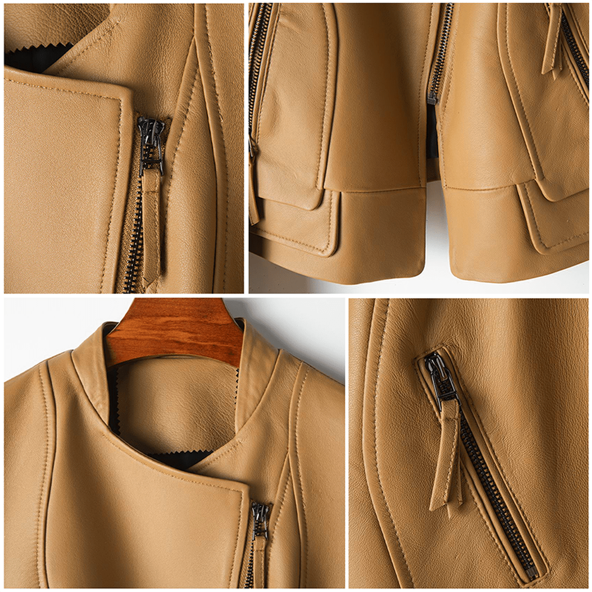 Premium Leren Lange Mouwen Getailleerde Jas Dames