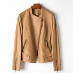 Premium Leren Lange Mouwen Getailleerde Jas Dames
