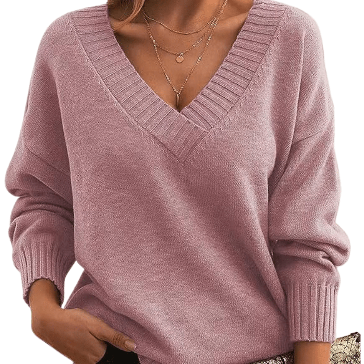 Relaxed Fit Dames Pullover met V-hals - Kriebelvrij