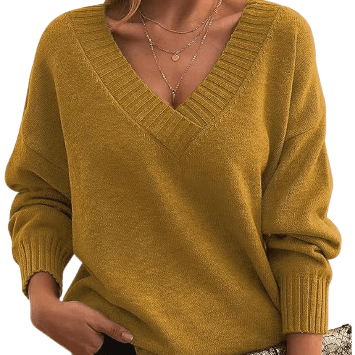 Relaxed Fit Dames Pullover met V-hals - Kriebelvrij