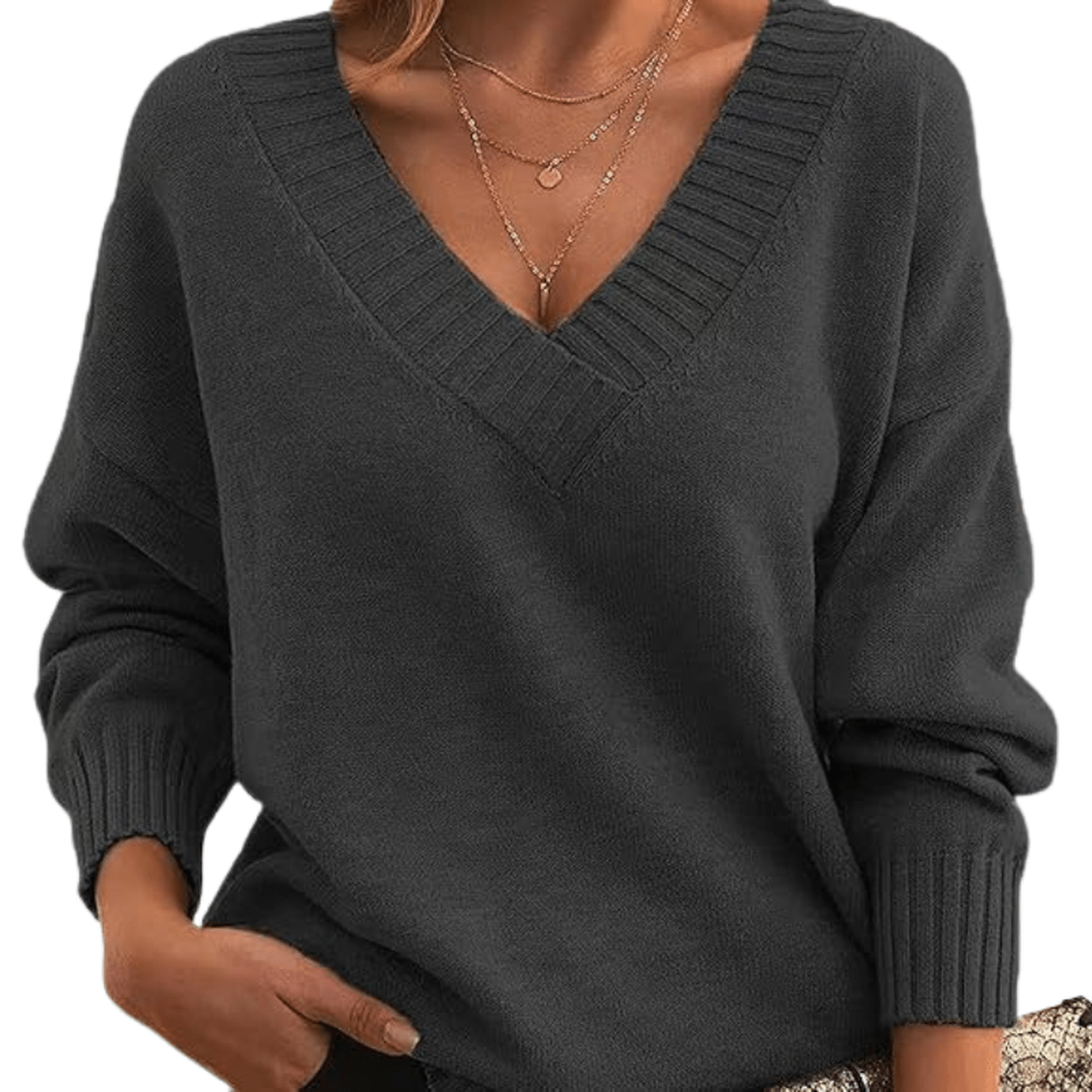 Relaxed Fit Dames Pullover met V-hals - Kriebelvrij