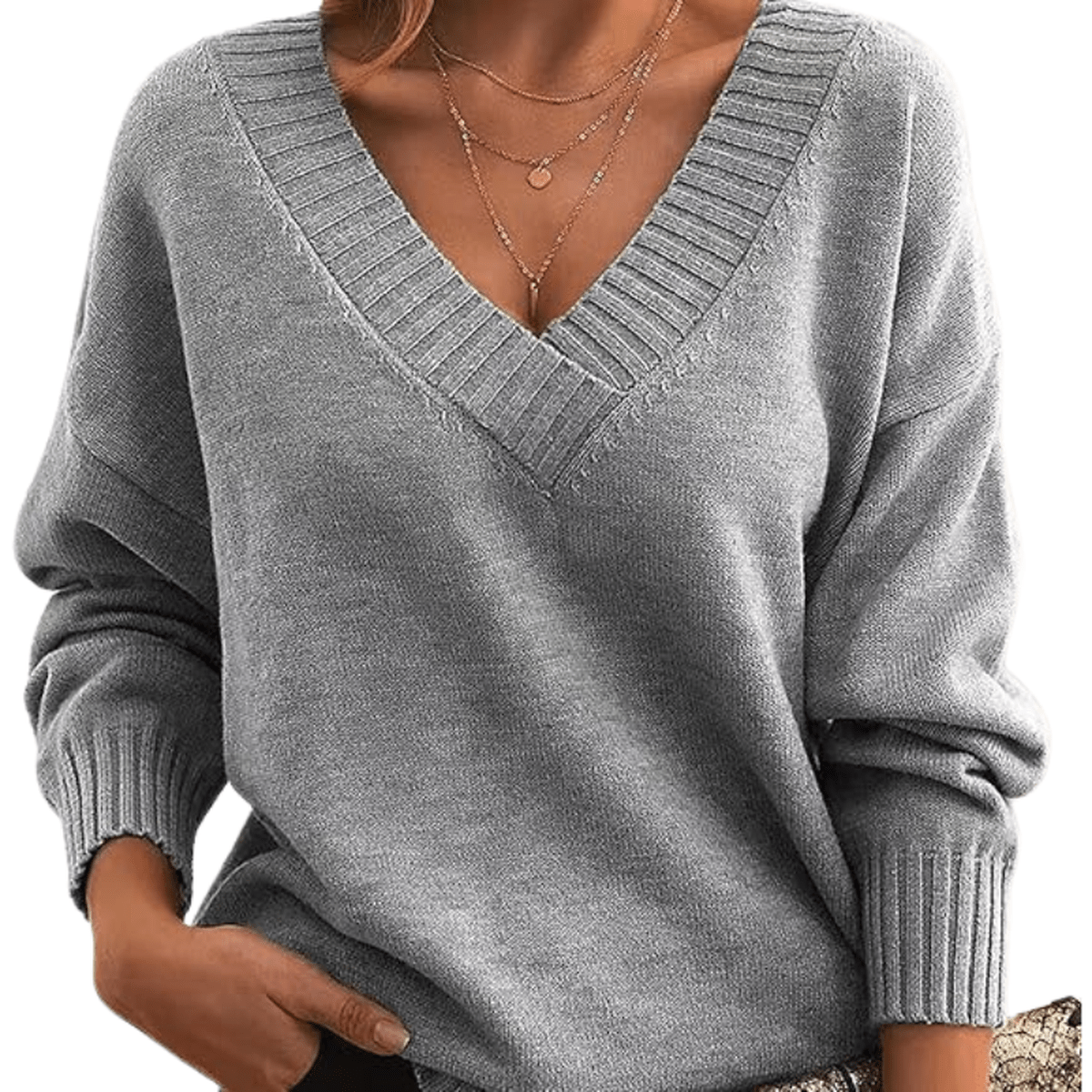 Relaxed Fit Dames Pullover met V-hals - Kriebelvrij