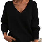 Relaxed Fit Dames Pullover met V-hals - Kriebelvrij