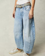 Relaxed Fit Distressed Jeans Barrel Cut met Hoge Taille