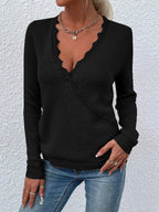 Relaxed Fit Geschulpte V-Hals Gebreide Trui voor Dames