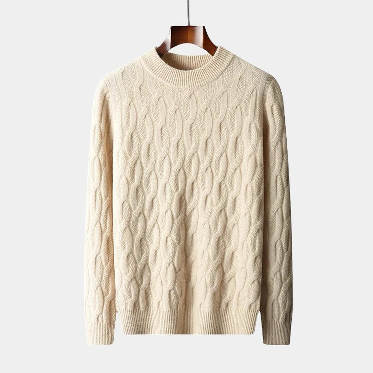 Relaxed Fit Kabelbrei Wolmix Trui voor Herfst en Winter