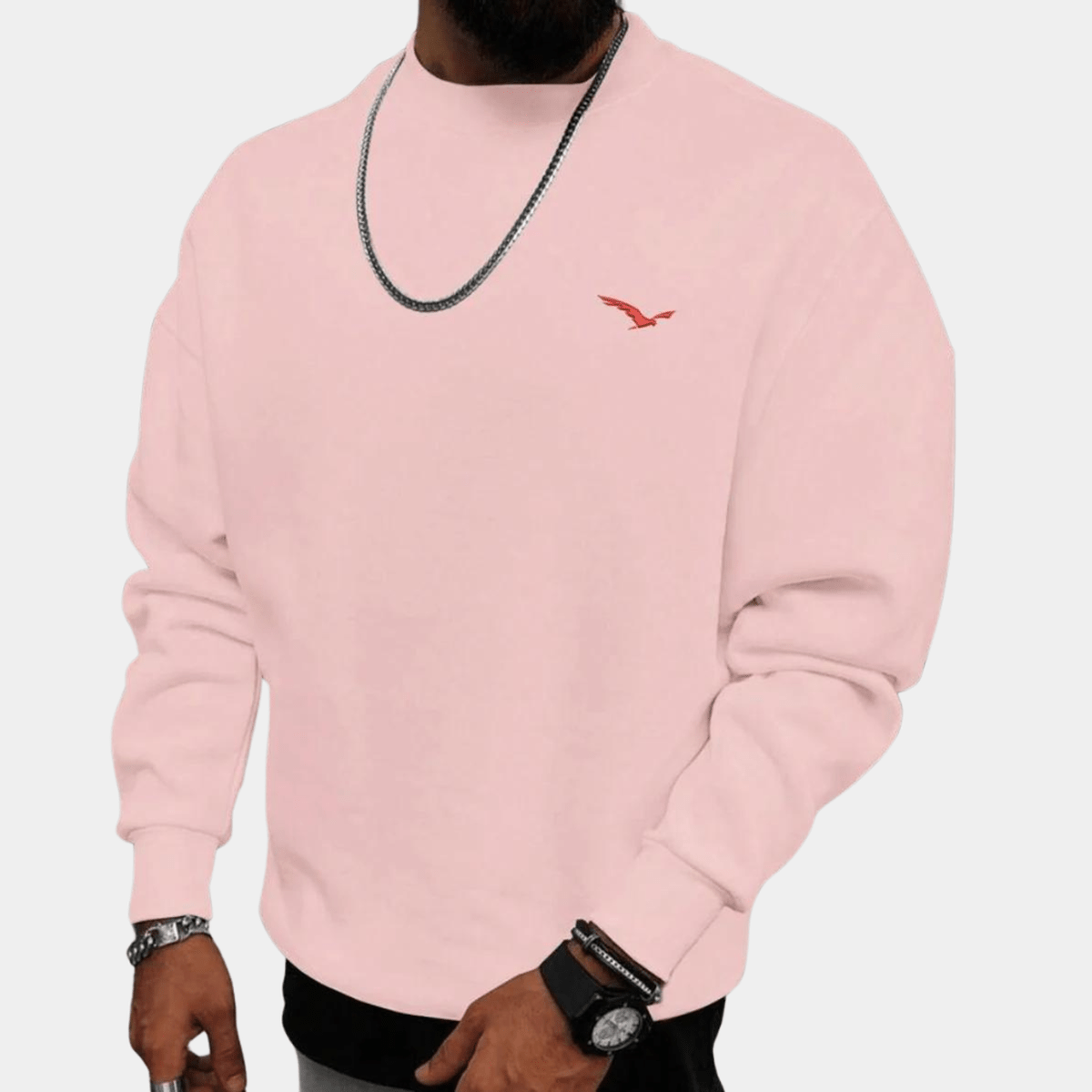 Relaxed Fit Katoenen Trui Met Ronde Hals Voor Mannen