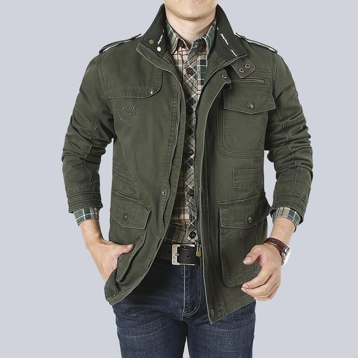 Relaxed Fit Multi-Pocket Utility Jas Voor Heren