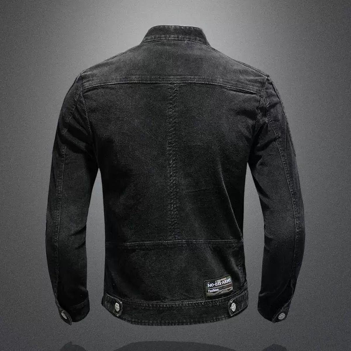 Retro Bikerjack Slim Fit met Ritszakken