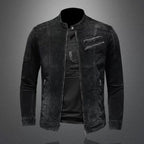 Retro Bikerjack Slim Fit met Ritszakken