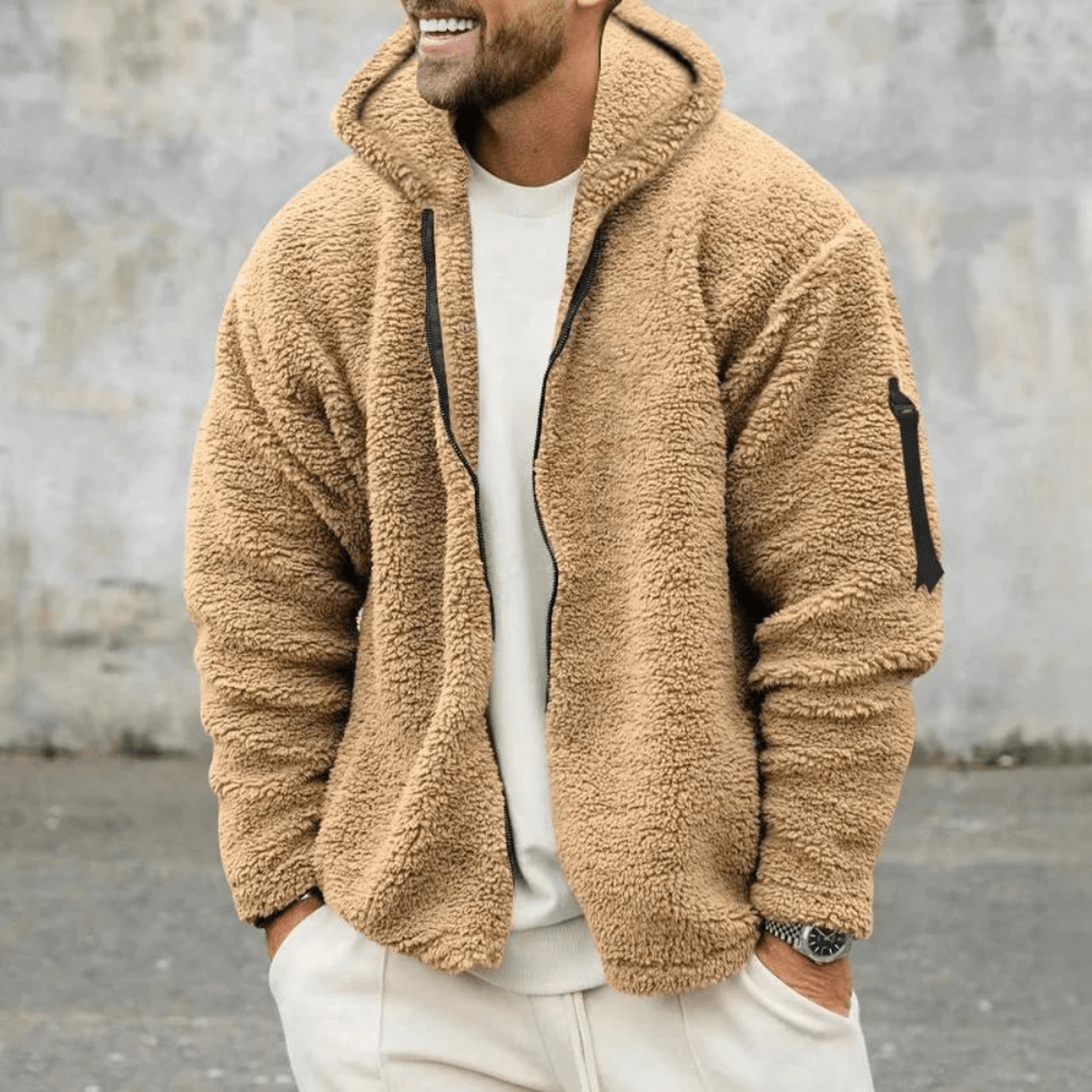 Reversible Fleece Jacket Voor Mannen Met Volledige Ritssluiting