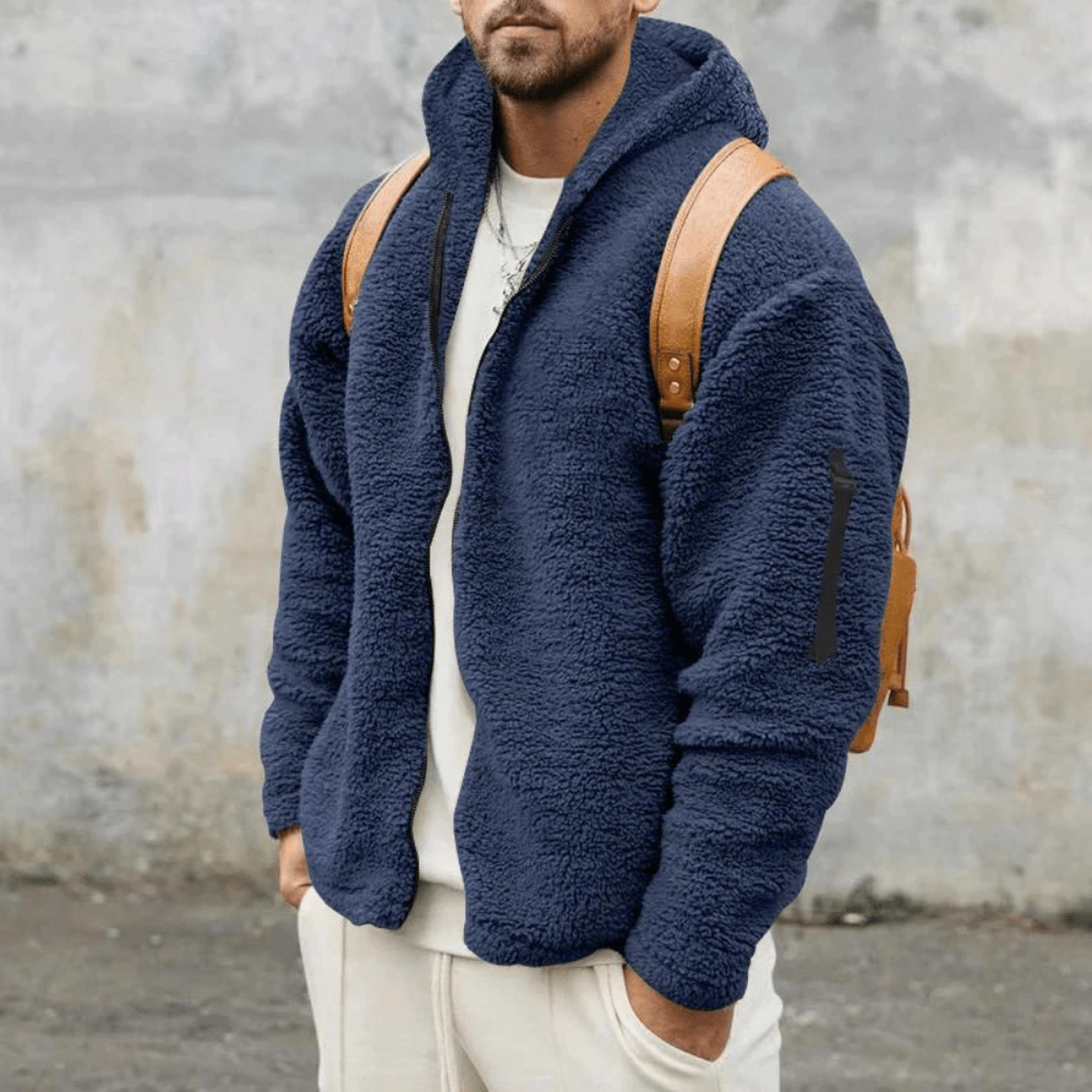 Reversible Fleece Jacket Voor Mannen Met Volledige Ritssluiting