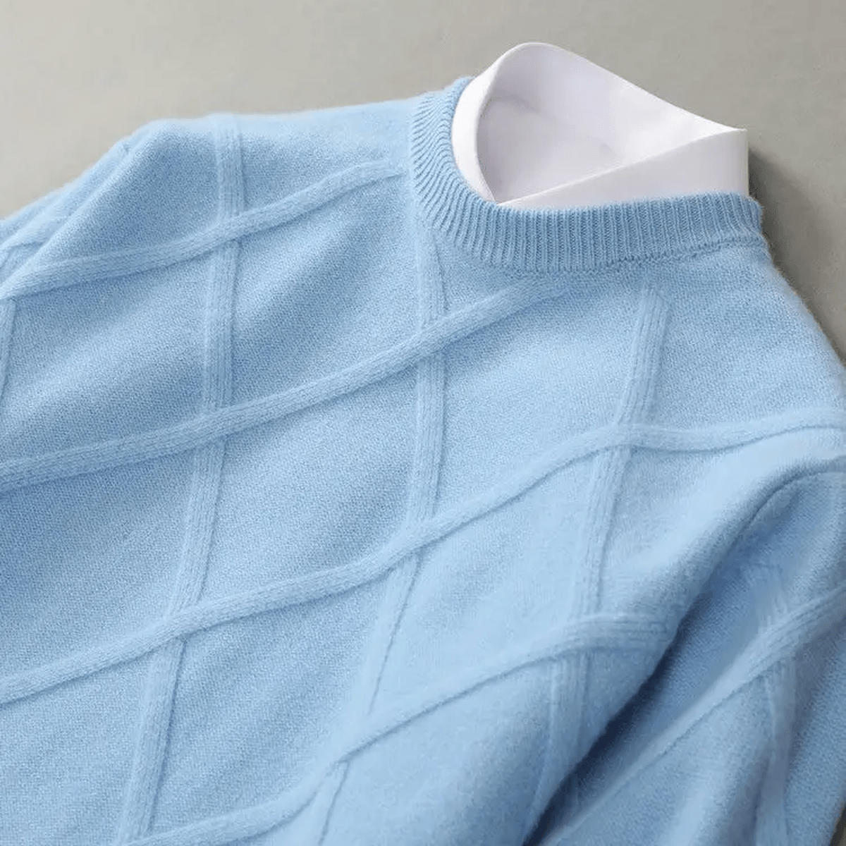 Ribgebreide Crew Neck Trui Van Wolblend Voor Mannen
