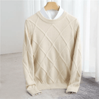 Ribgebreide Crew Neck Trui Van Wolblend Voor Mannen