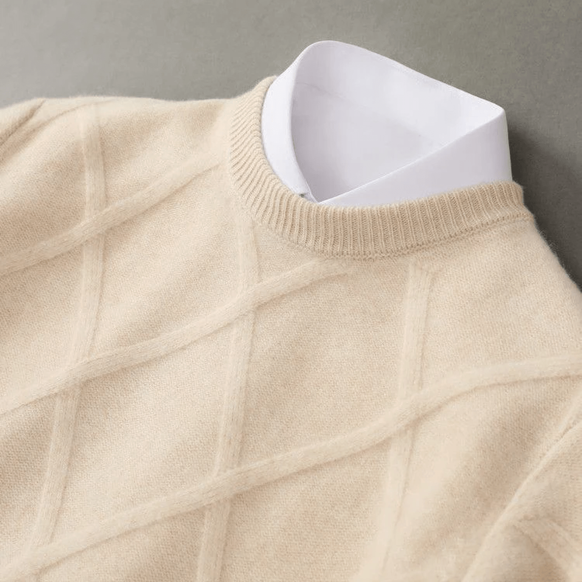 Ribgebreide Crew Neck Trui Van Wolblend Voor Mannen