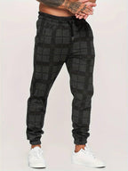 Ruitpatroon Katoenmix Joggers Met Elastische Tailleband En Enkelmanchetten