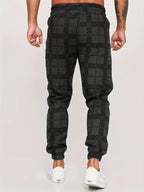 Ruitpatroon Katoenmix Joggers Met Elastische Tailleband En Enkelmanchetten