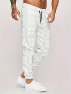 Ruitpatroon Katoenmix Joggers Met Elastische Tailleband En Enkelmanchetten