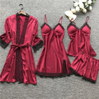 Satijnen Nachtkleding Set met Kantaccenten