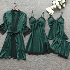 Satijnen Nachtkleding Set met Kantaccenten