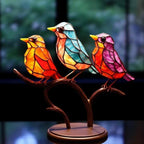 Set van Gekleurde Glazen Vogelsculpturen