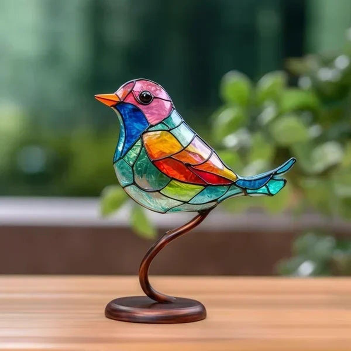 Set van Gekleurde Glazen Vogelsculpturen