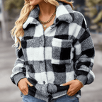 Sherpa/Fleece Vest Met Ruitprint Voor Dames