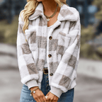 Sherpa/Fleece Vest Met Ruitprint Voor Dames