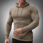 Slim Fit Ribgebreide Hoodie Voor Heren