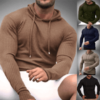 Slim Fit Ribgebreide Hoodie Voor Heren