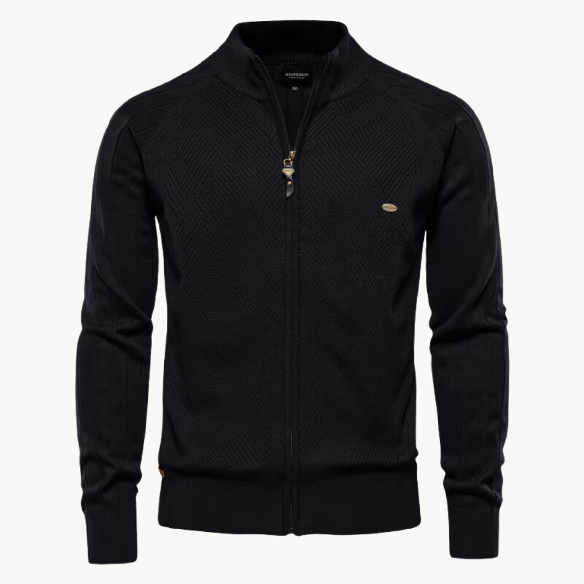 Slim Fit Visgraat Wolmix Zip Jacket