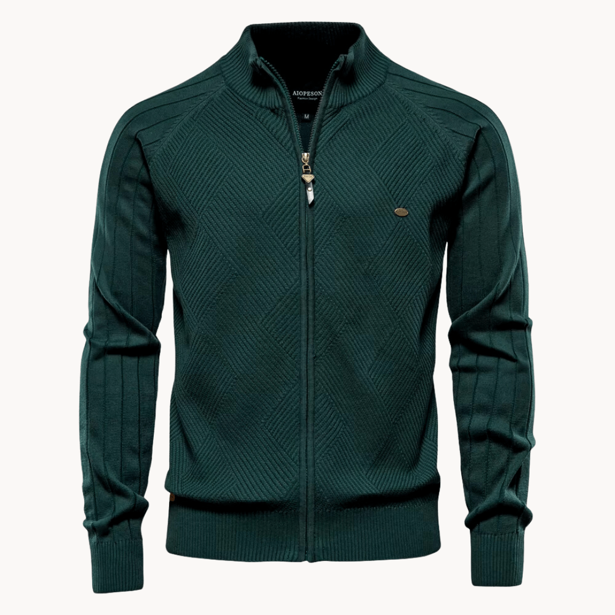 Slim Fit Visgraat Wolmix Zip Jacket