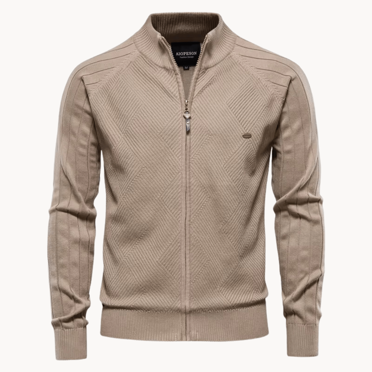 Slim Fit Visgraat Wolmix Zip Jacket